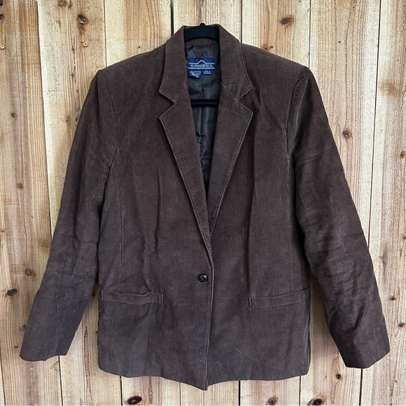 Women's Summerfield dark brown corderoy blazer 10 - Picture 1 of 5